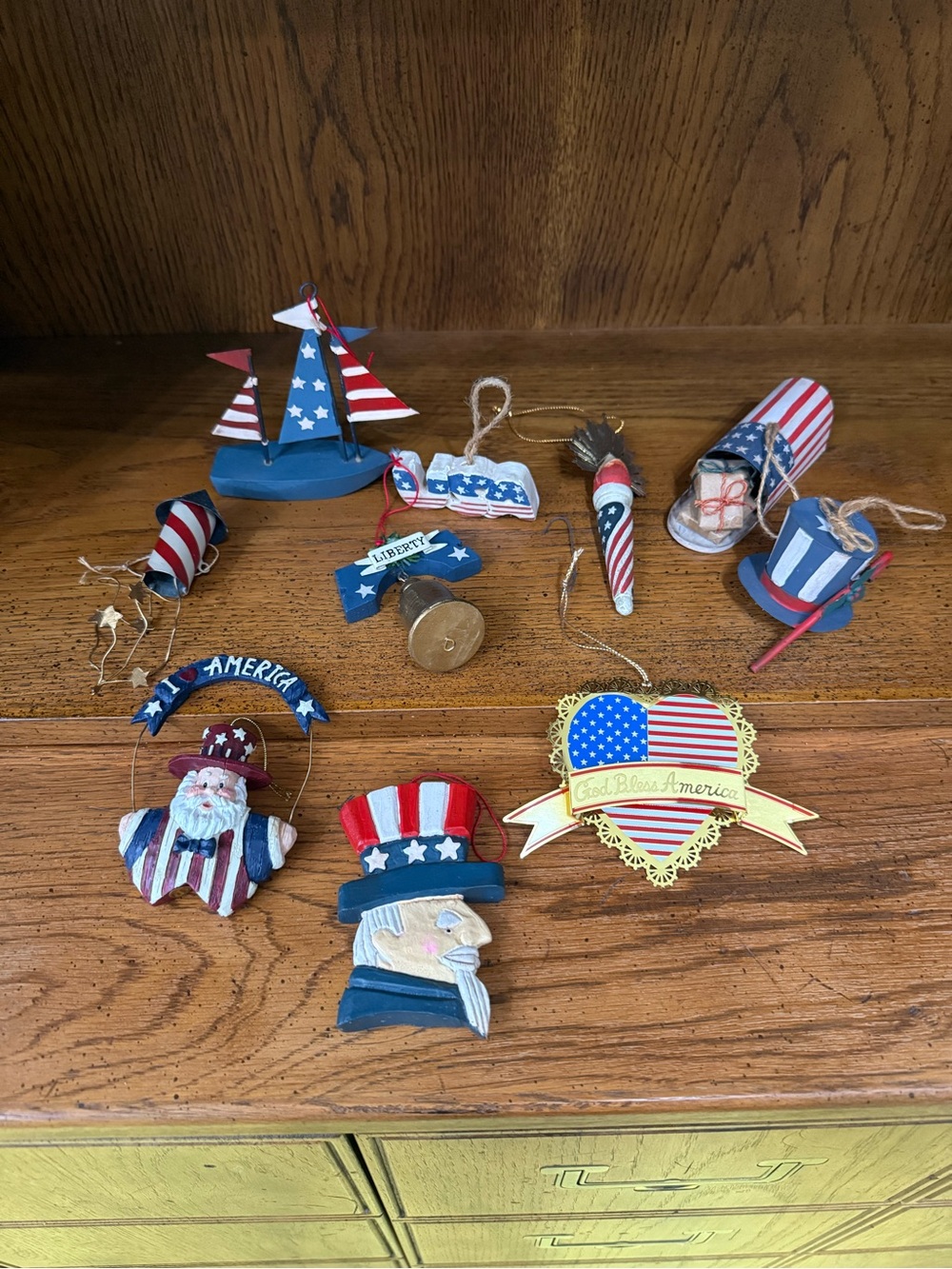 Patriotic Americana Ornament Lot – Red White Blue